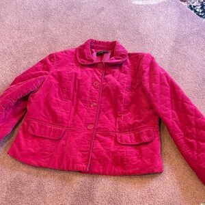 Talbots Pink Velvet Quilted Jacket Size 16P